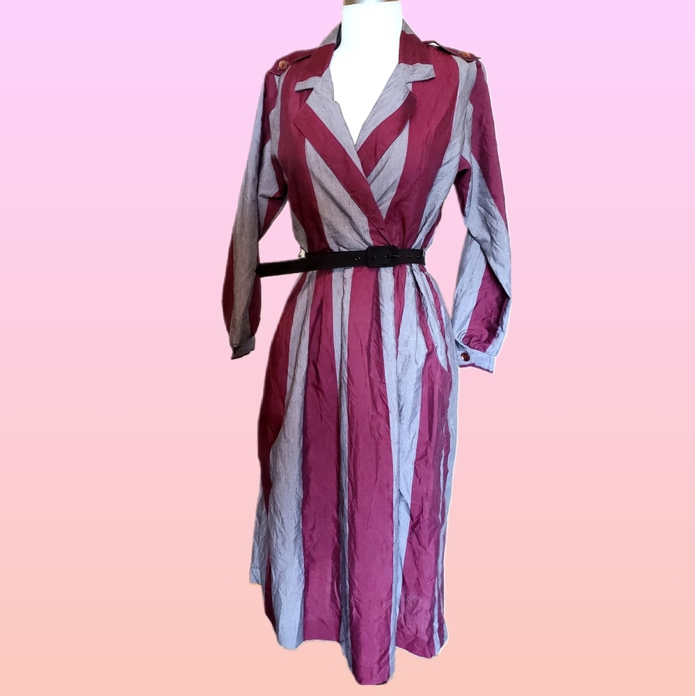 1980's does 1950's vintage faux wrap shirt dress